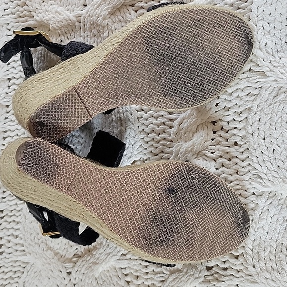 Steve Madden Espadrille Woven Cross Buckle Strap‎ Women 7 1/2 Black Sandals - Picture 10 of 12